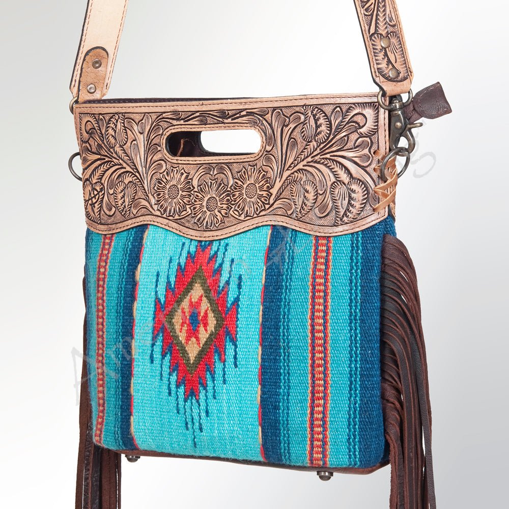 American Darling Hand-Tooled Saddle Blanket Genuine Leather Clutch