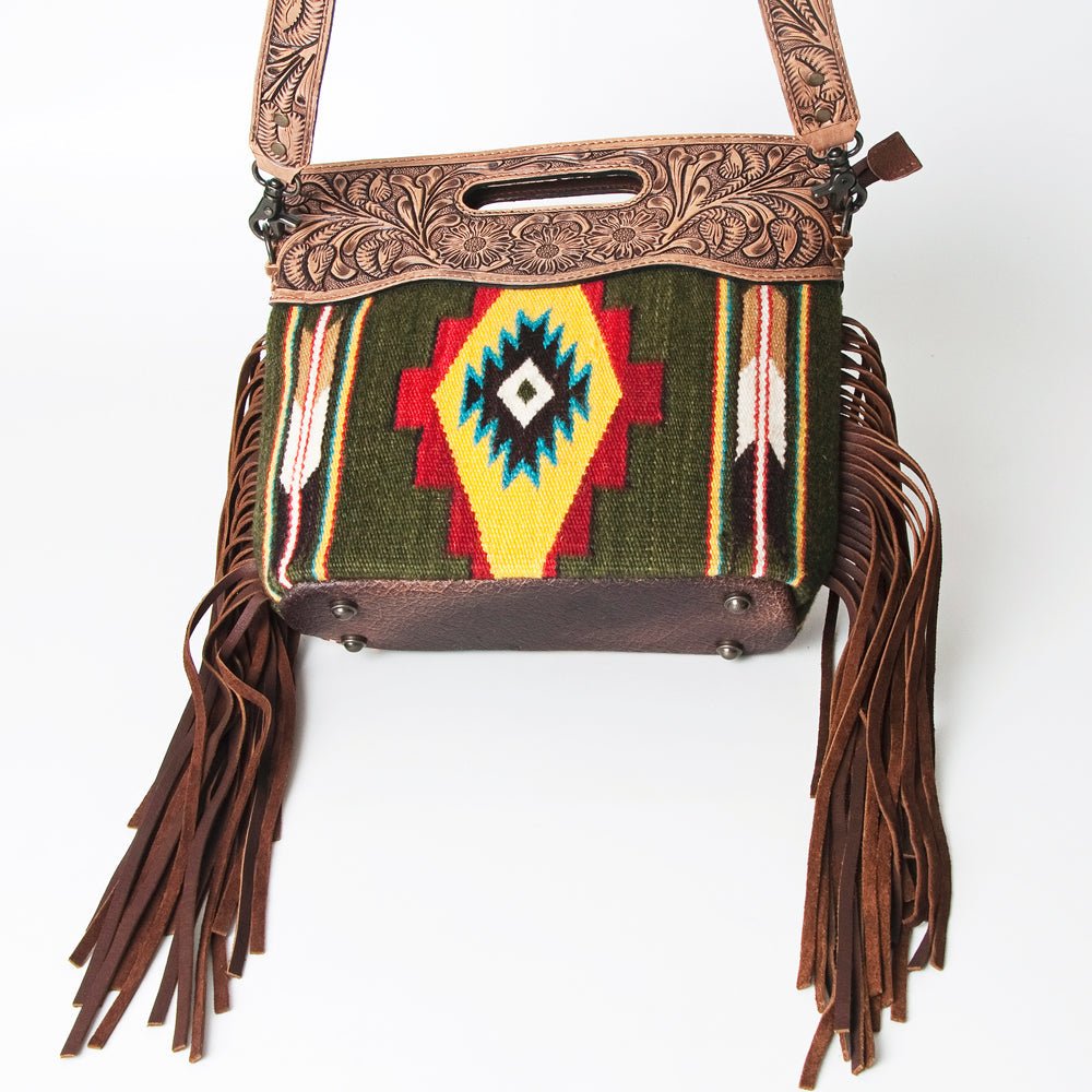 American Darling Hand-Tooled Saddle Blanket Genuine Leather Clutch