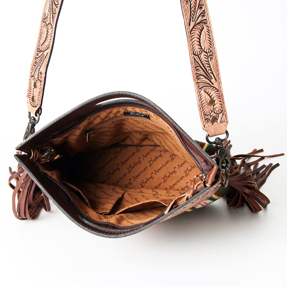 American Darling Hand-Tooled Saddle Blanket Genuine Leather Clutch
