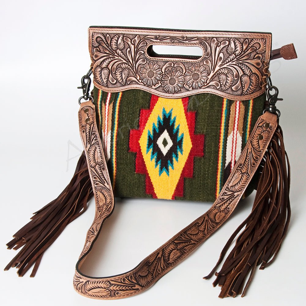 American Darling Hand-Tooled Saddle Blanket Genuine Leather Clutch