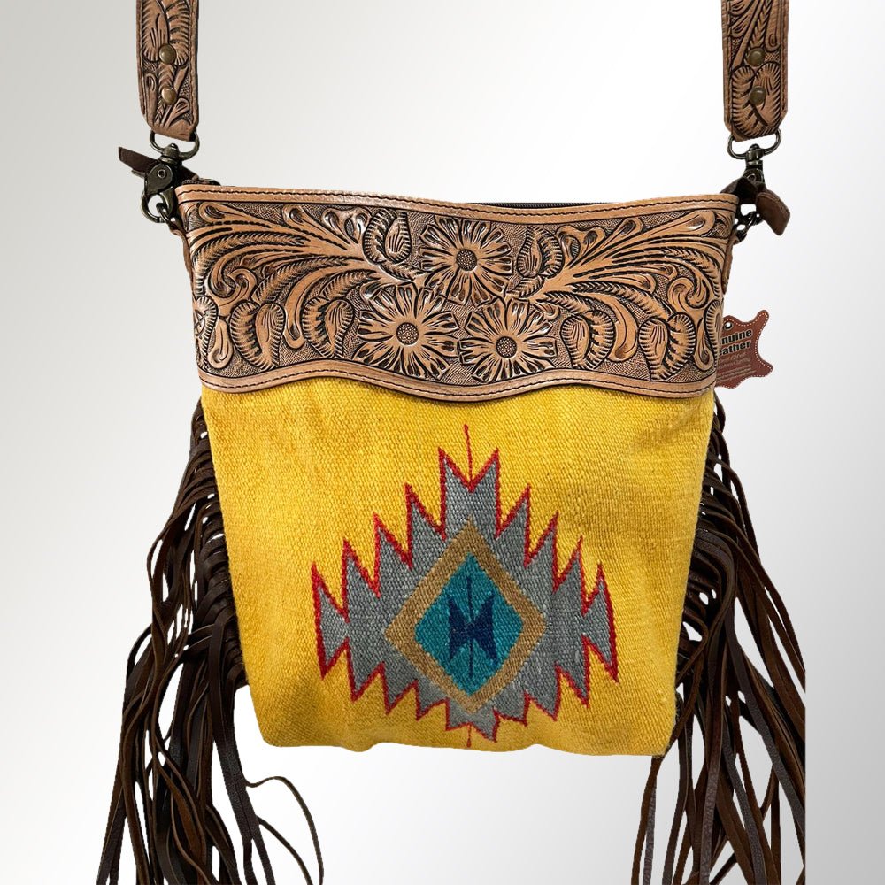 American Darling Signature Crossbody Hand Tooled Saddle Blanket Genuine Leather
