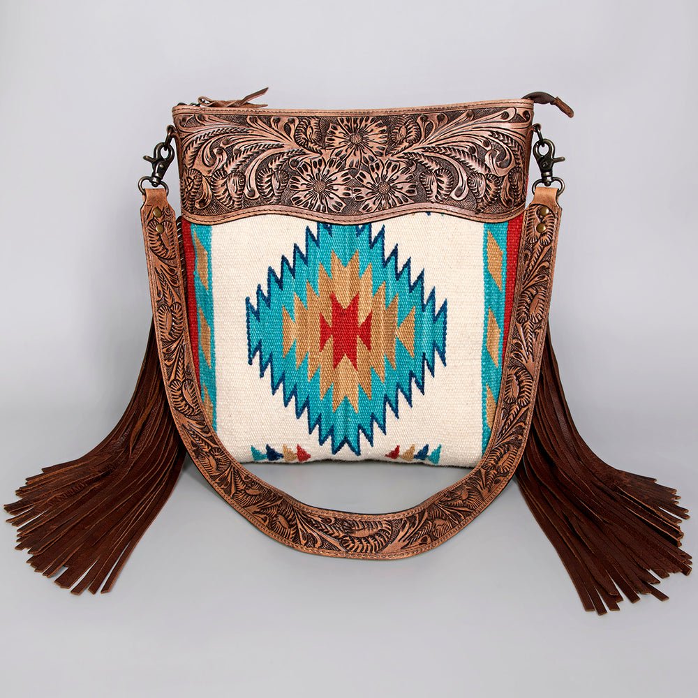 American Darling Signature Crossbody Hand Tooled Saddle Blanket Genuine Leather