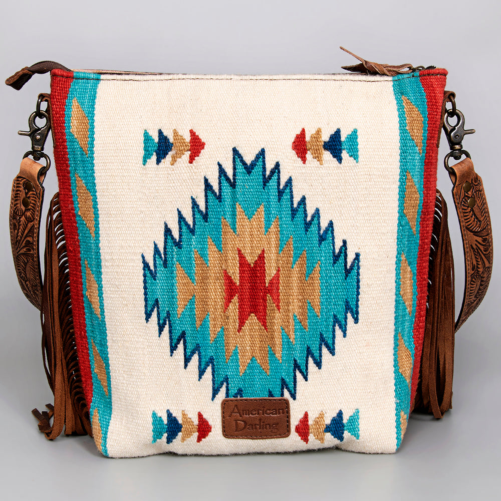 American Darling Signature Crossbody Hand Tooled Saddle Blanket Genuine Leather