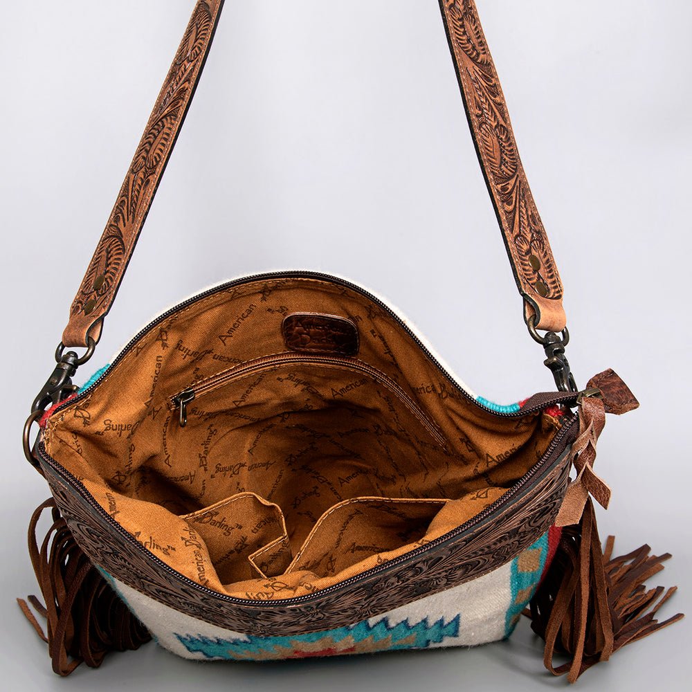 American Darling Signature Crossbody Hand Tooled Saddle Blanket Genuine Leather