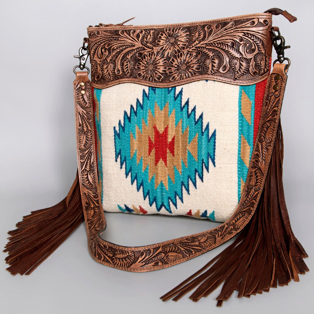 American Darling Signature Crossbody Hand Tooled Saddle Blanket Genuine Leather