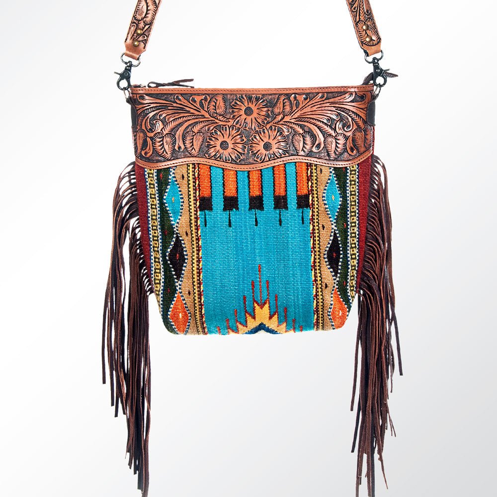 American Darling Signature Crossbody Hand Tooled Saddle Blanket Genuine Leather