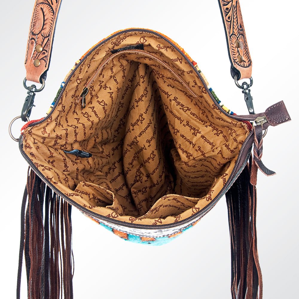 American Darling Signature Crossbody Hand Tooled Saddle Blanket Genuine Leather