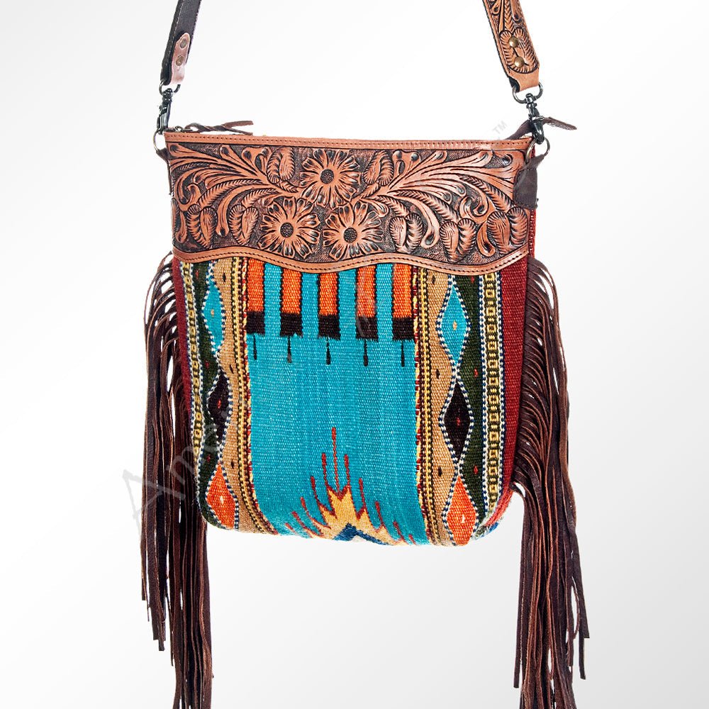 American Darling Signature Crossbody Hand Tooled Saddle Blanket Genuine Leather