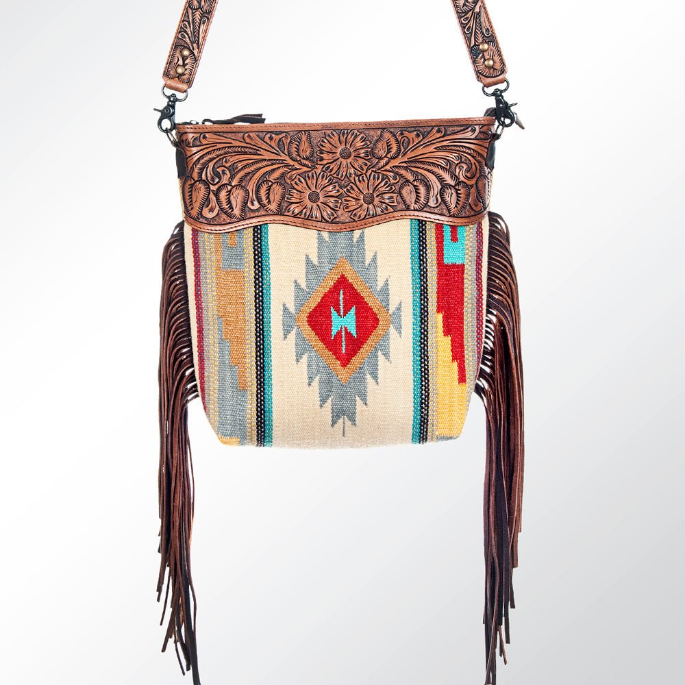 American Darling Signature Crossbody Hand Tooled Saddle Blanket Genuine Leather