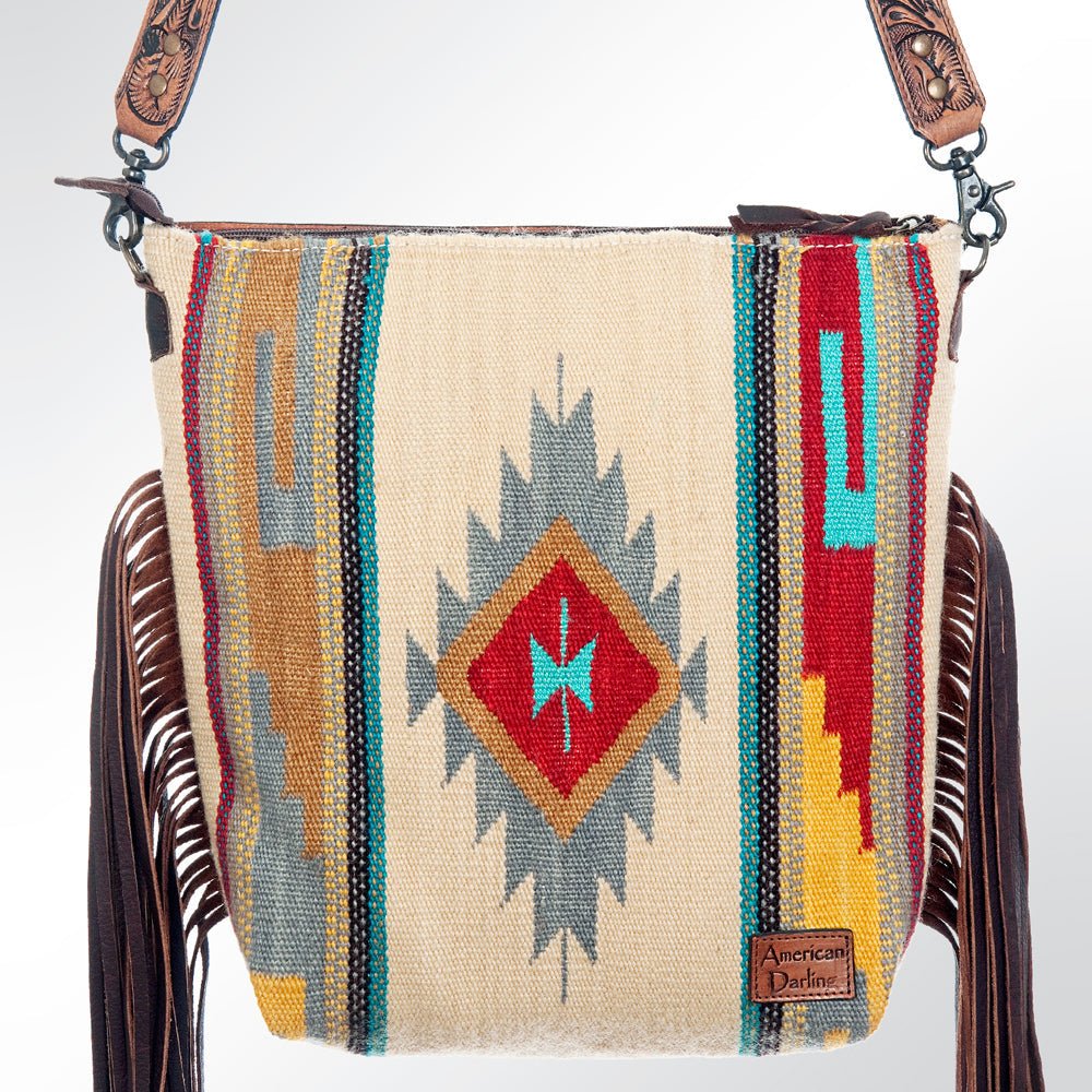 American Darling Signature Crossbody Hand Tooled Saddle Blanket Genuine Leather