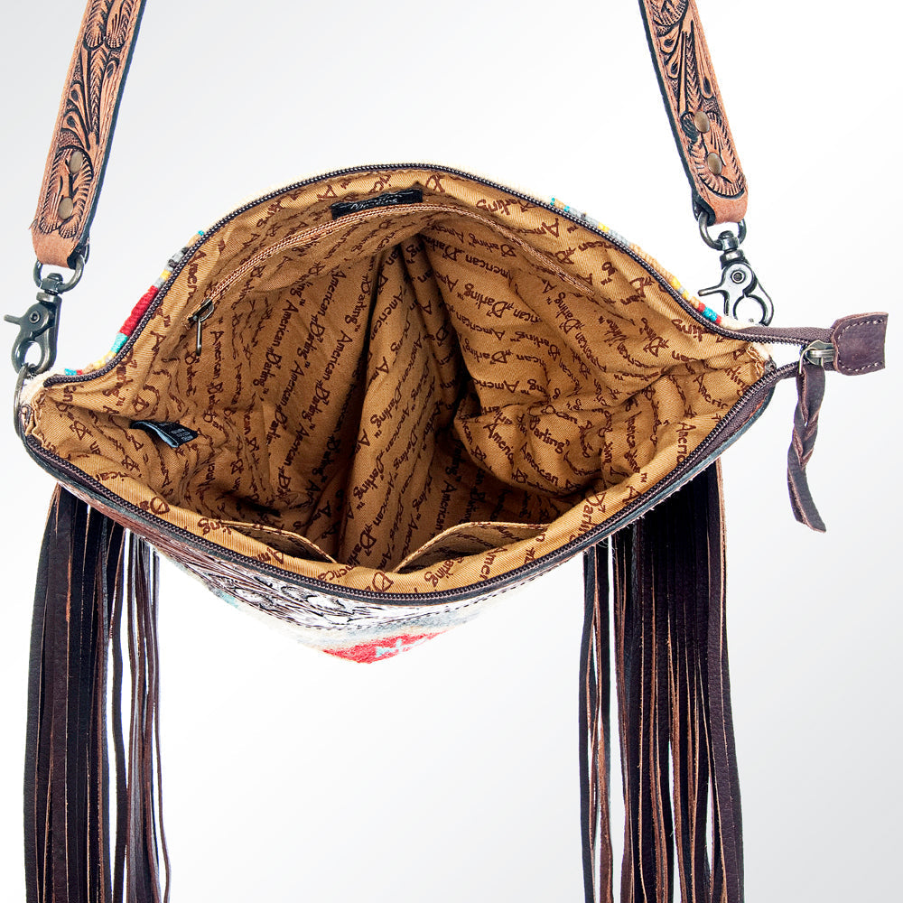American Darling Signature Crossbody Hand Tooled Saddle Blanket Genuine Leather