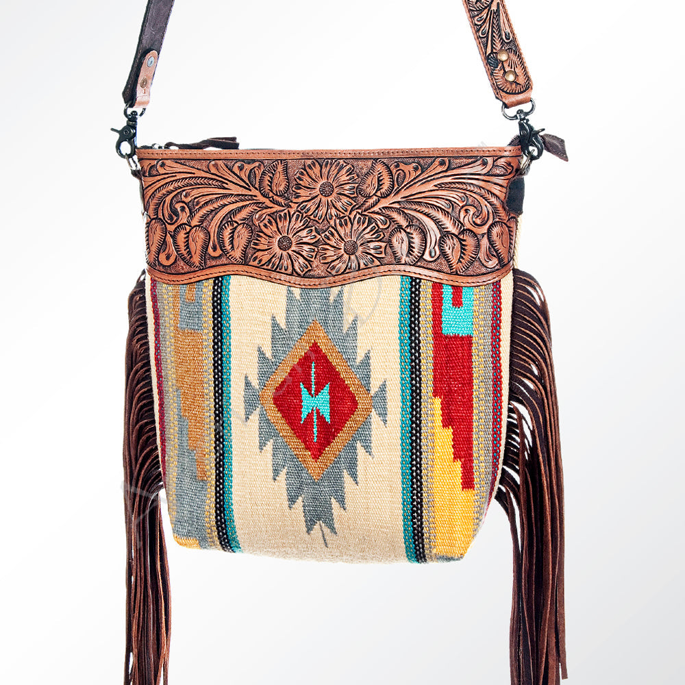 American Darling Signature Crossbody Hand Tooled Saddle Blanket Genuine Leather