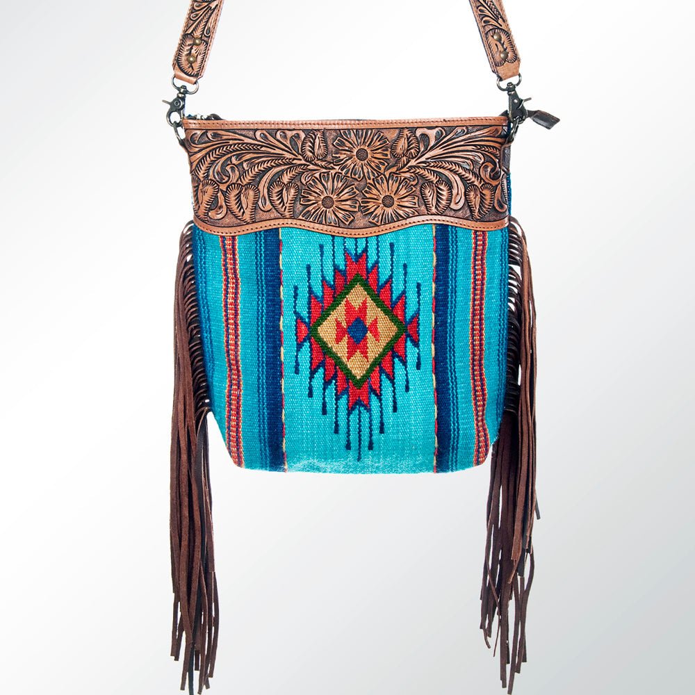 American Darling Signature Crossbody Hand Tooled Saddle Blanket Genuine Leather