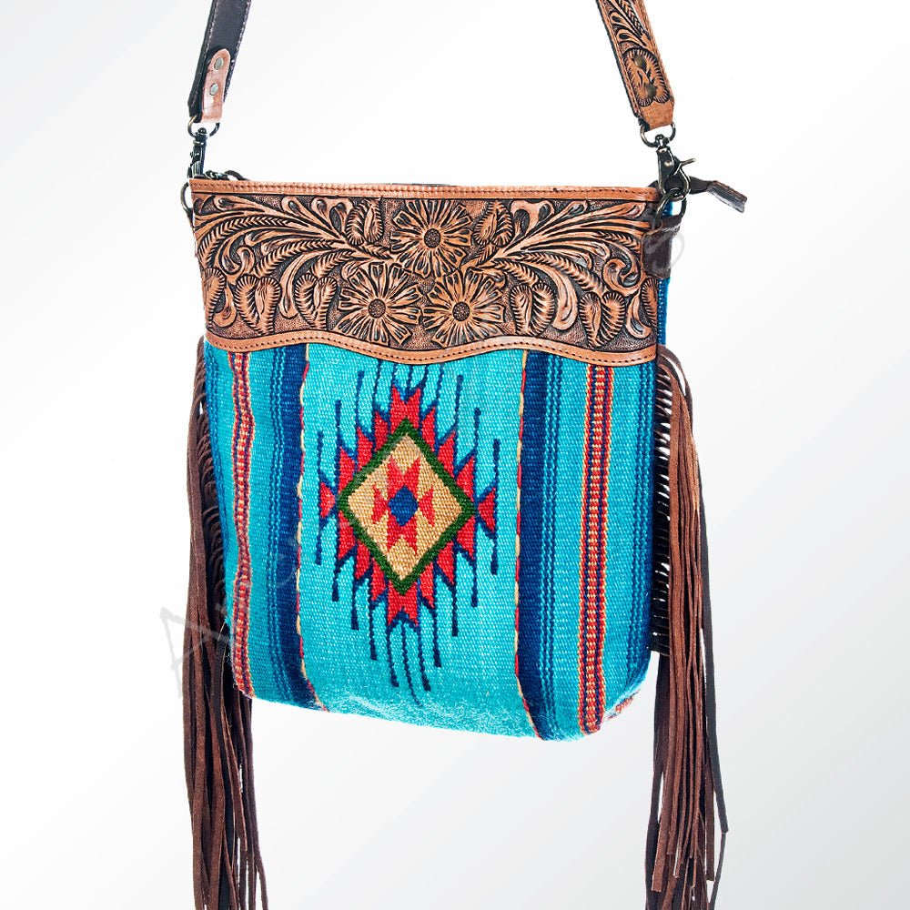 American Darling Signature Crossbody Hand Tooled Saddle Blanket Genuine Leather