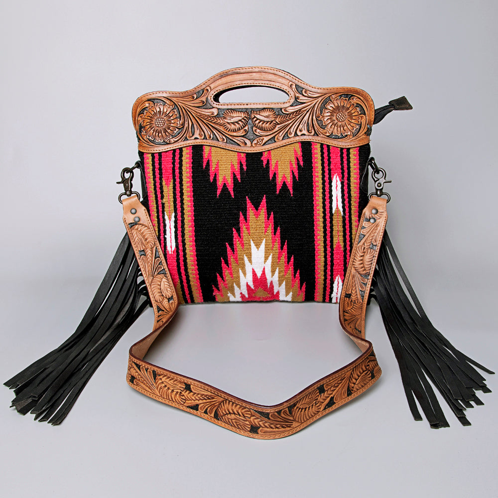 American Darling Hand-Tooled Saddle Blanket Genuine Leather Clutch