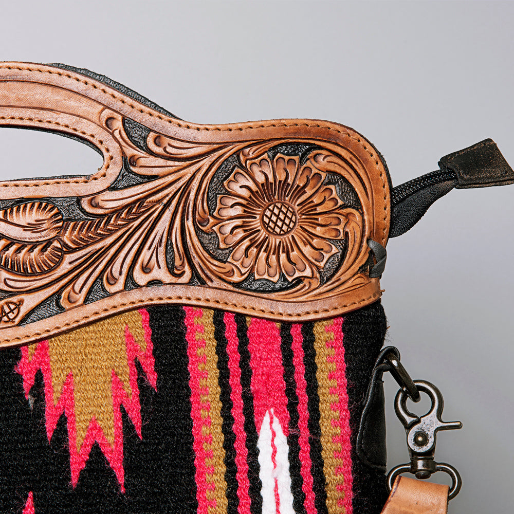American Darling Hand-Tooled Saddle Blanket Genuine Leather Clutch