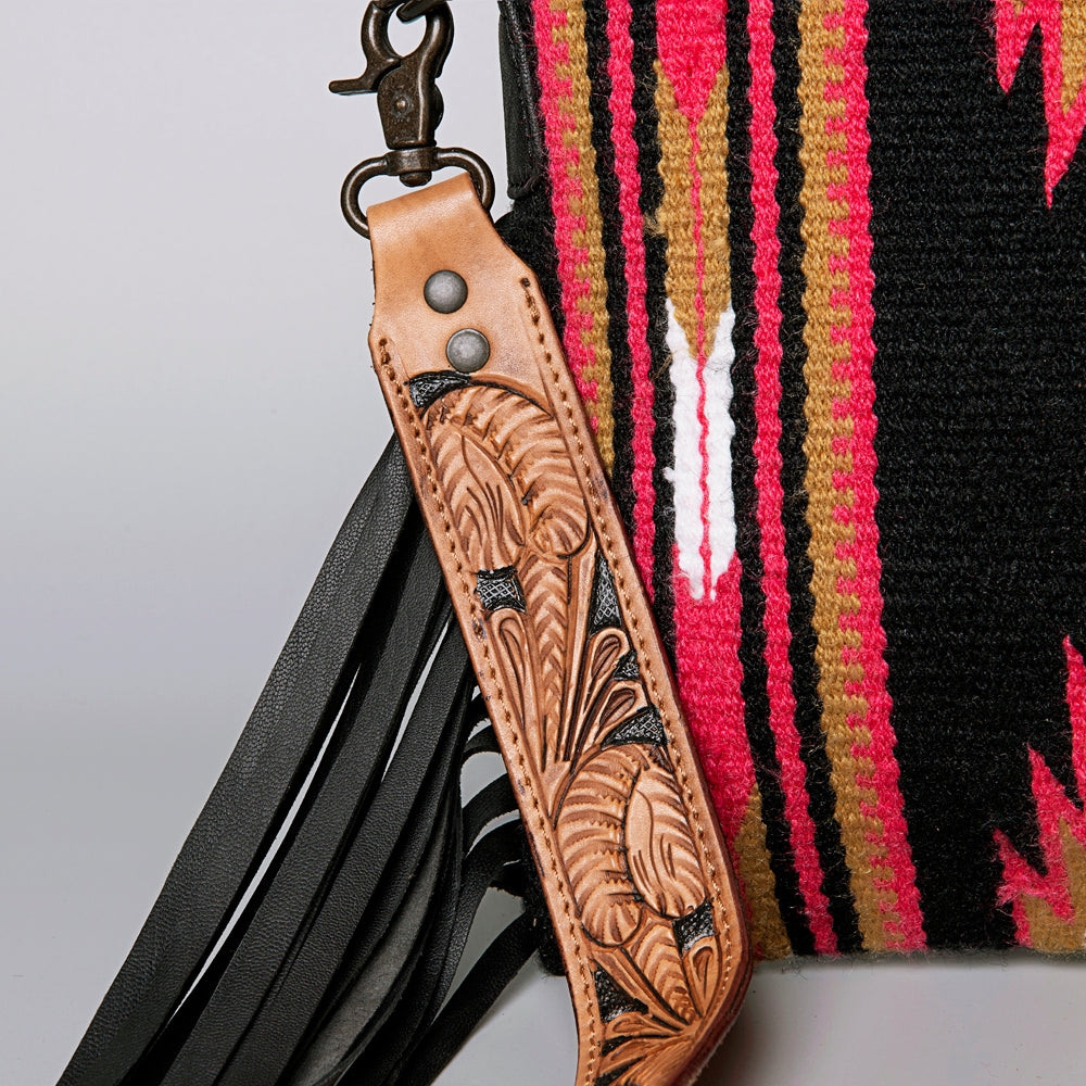 American Darling Hand-Tooled Saddle Blanket Genuine Leather Clutch