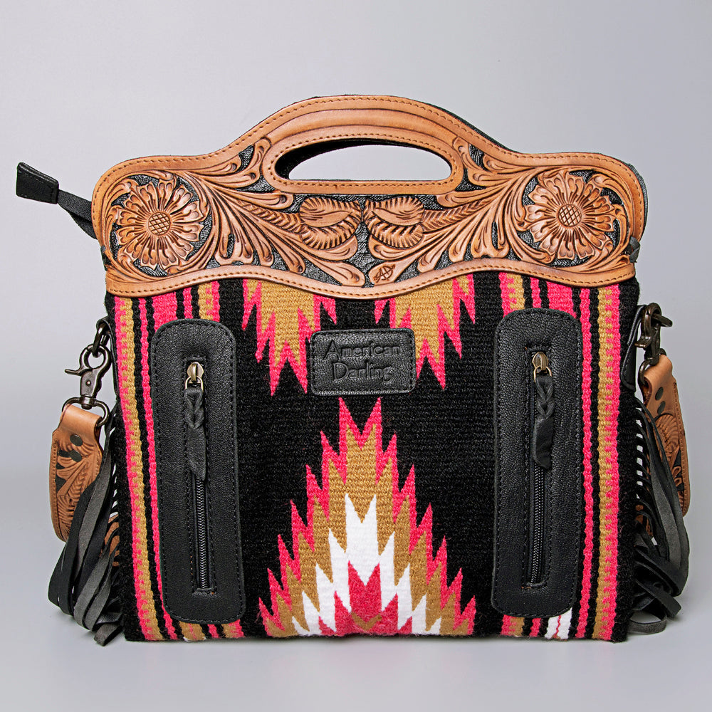 American Darling Hand-Tooled Saddle Blanket Genuine Leather Clutch