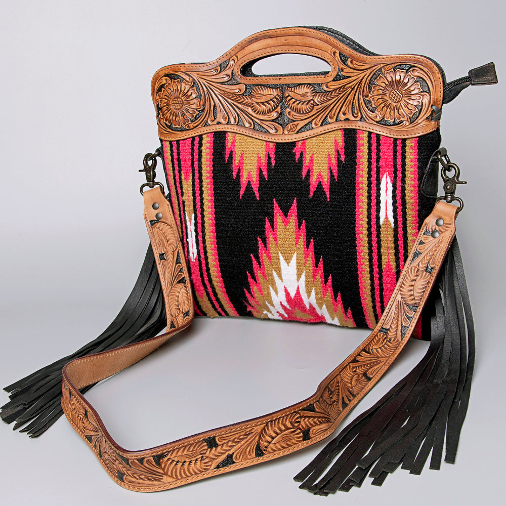 American Darling Hand-Tooled Saddle Blanket Genuine Leather Clutch