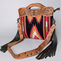American Darling Hand-Tooled Saddle Blanket Genuine Leather Clutch