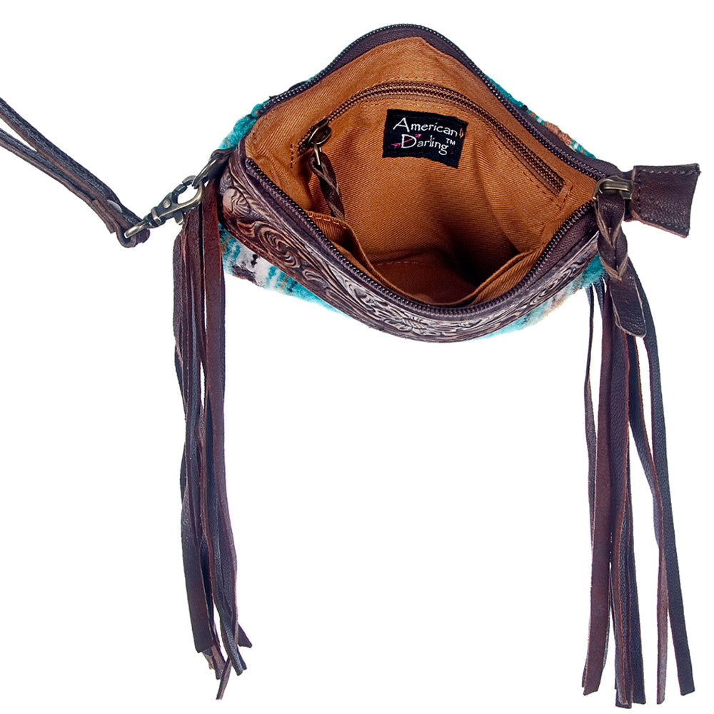 American Darling Hand-Tooled Saddle Blanket Leather Wristlet