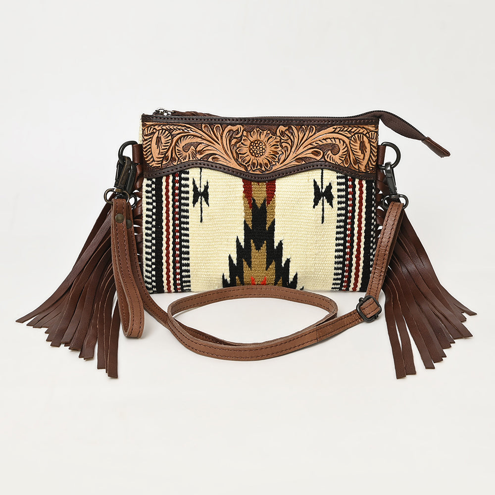 American Darling Crossbody Hand Tooled Saddle Blanket Genuine Leather