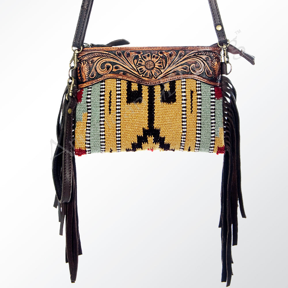American Darling Crossbody Hand Tooled Saddle Blanket Genuine Leather