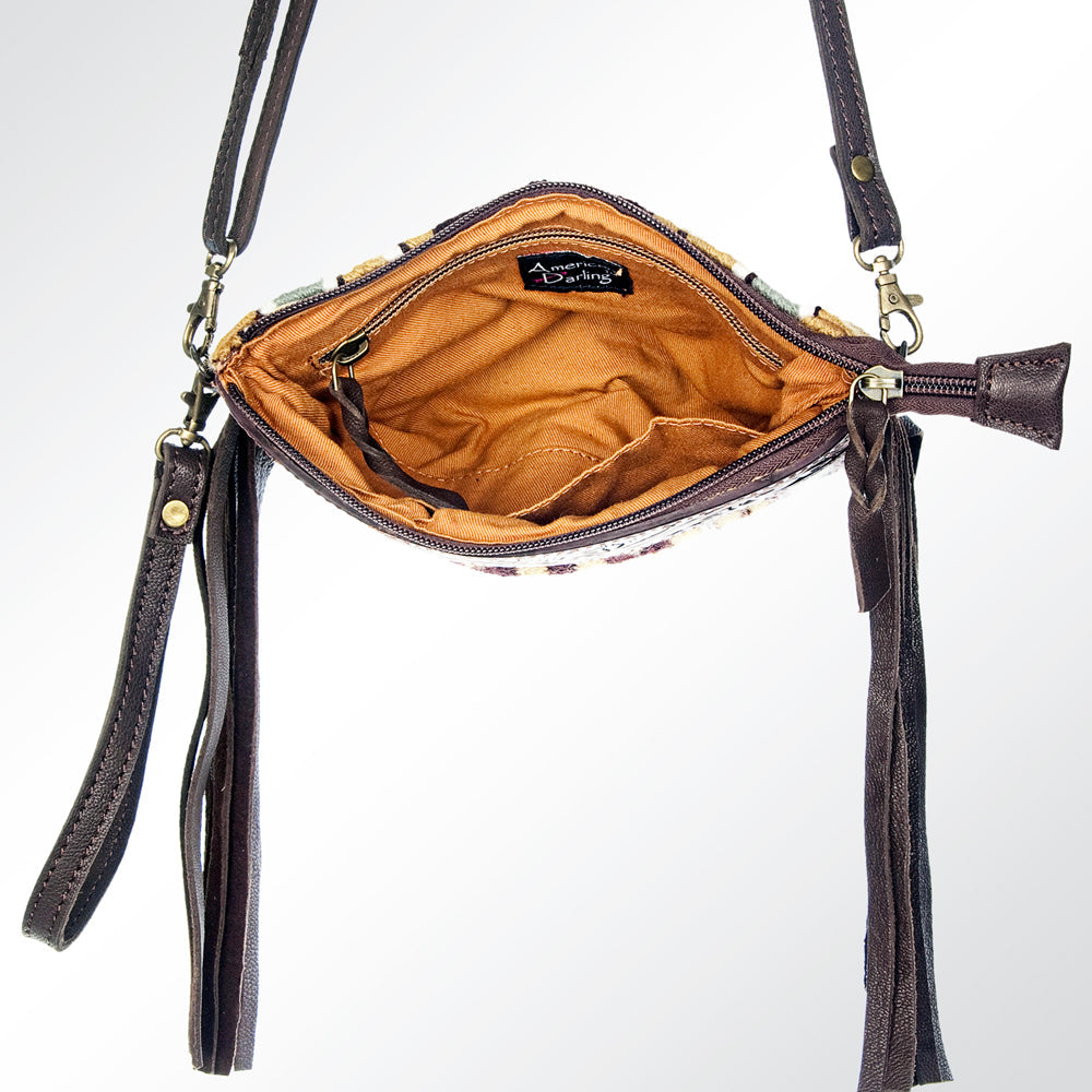 American Darling Crossbody Hand Tooled Saddle Blanket Genuine Leather
