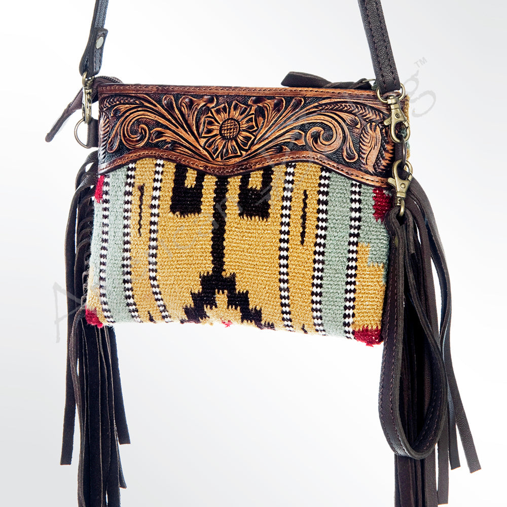 American Darling Crossbody Hand Tooled Saddle Blanket Genuine Leather