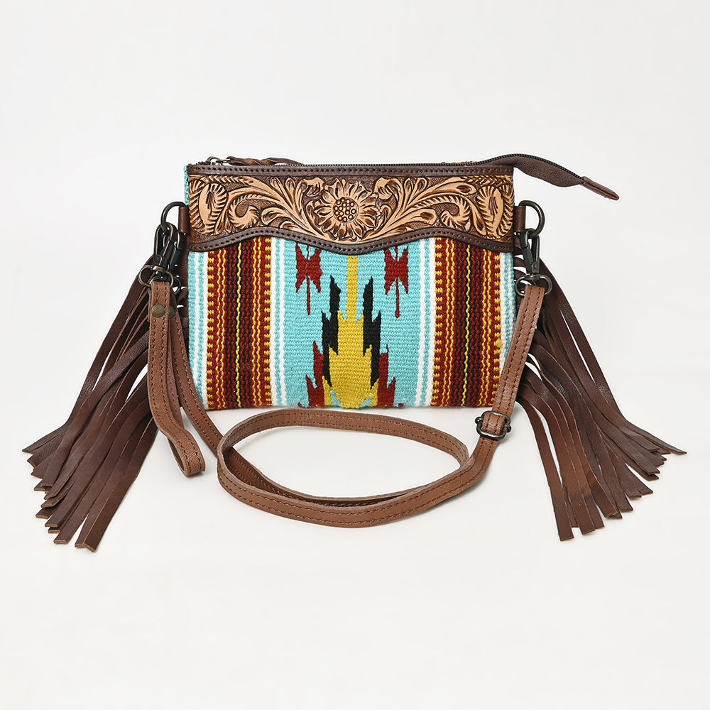 American Darling Crossbody Hand Tooled Saddle Blanket Genuine Leather