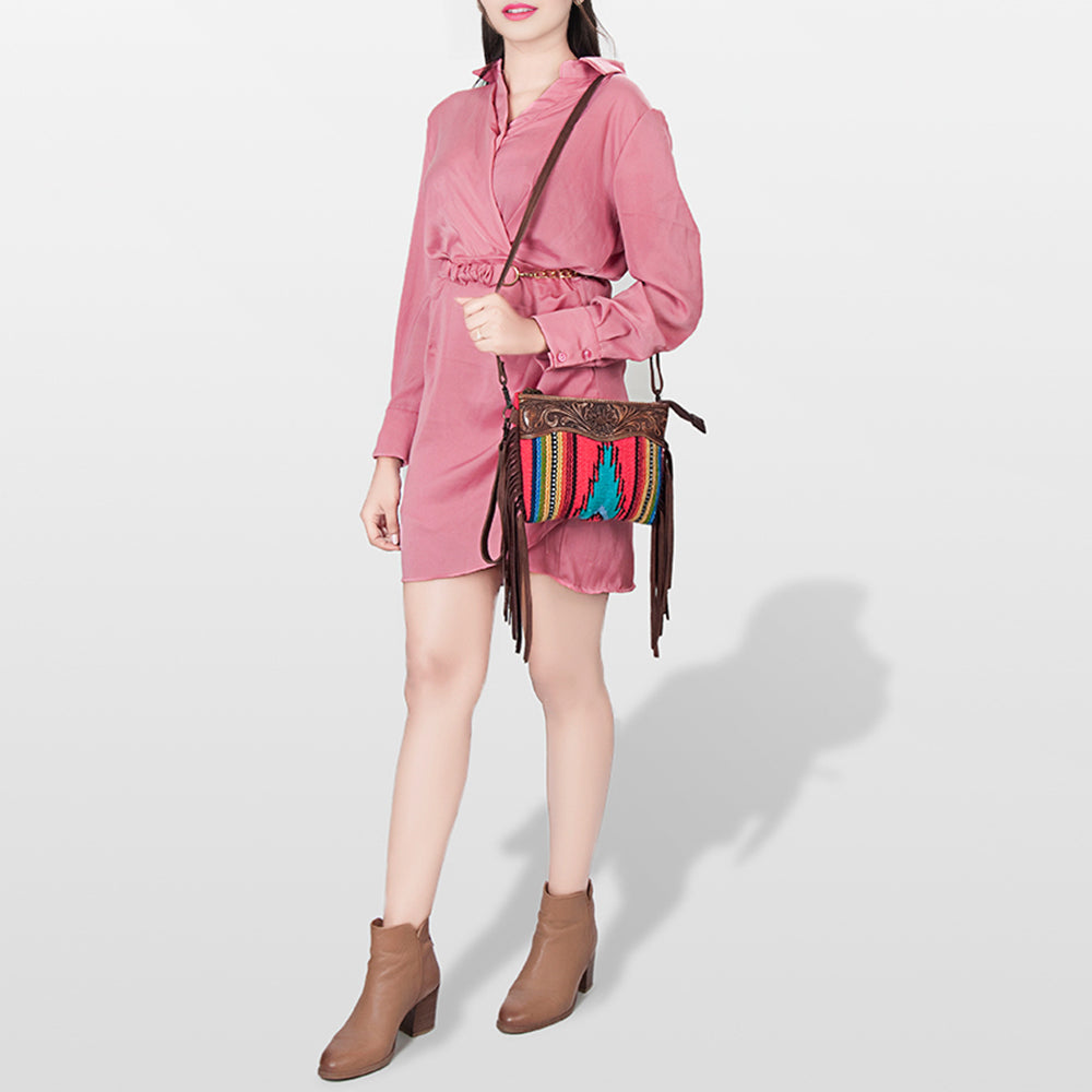 American Darling Cross Body Hand Tooled Saddle Blanket Genuine Leather Western Women Bag Handbag Purse | Crossbody for Cute