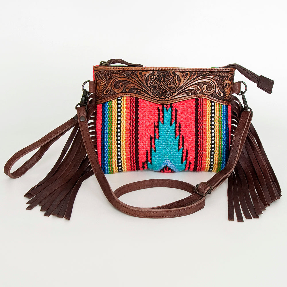 American Darling Crossbody Hand Tooled Saddle Blanket Genuine Leather