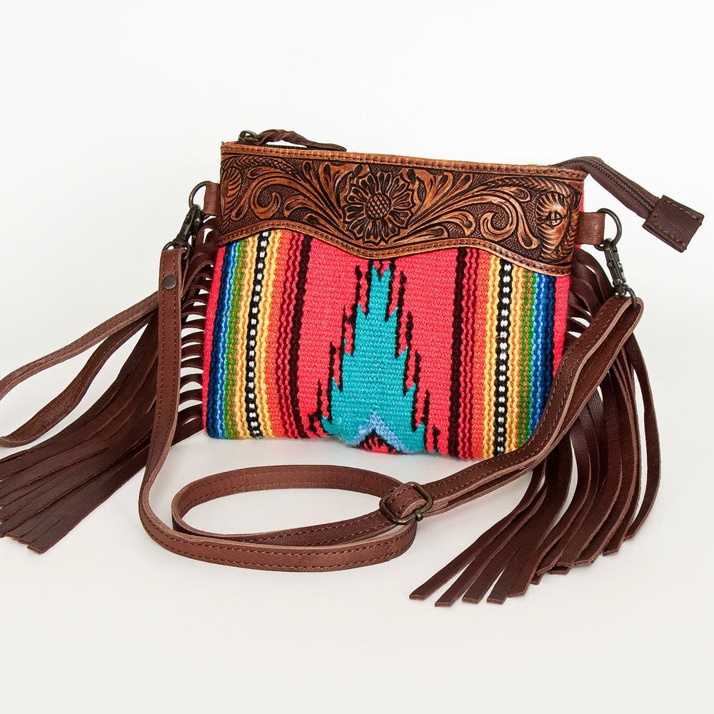 American Darling Crossbody Hand Tooled Saddle Blanket Genuine Leather