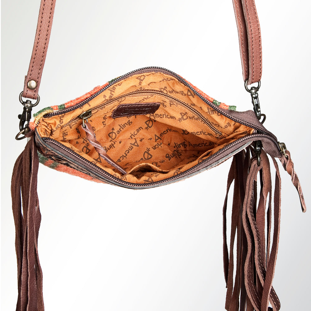 American Darling Crossbody Hand Tooled Saddle Blanket Genuine Leather
