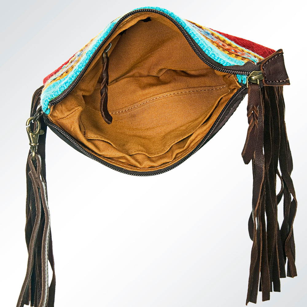 American Darling Crossbody Hand Tooled Saddle Blanket Genuine Leather