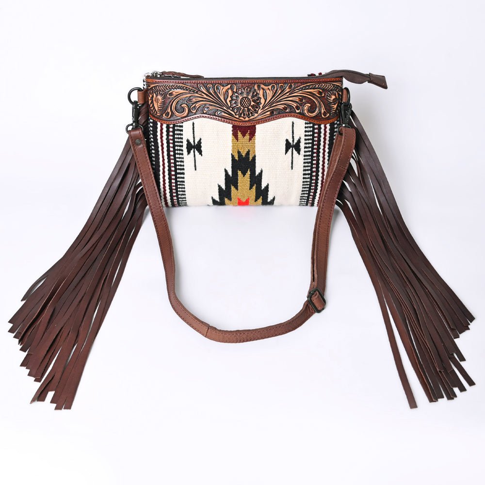 American Darling Crossbody Hand Tooled Saddle Blanket Genuine Leather