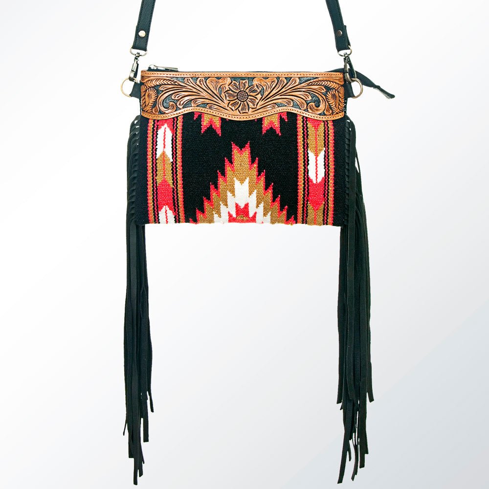 American Darling Crossbody Hand Tooled Saddle Blanket Genuine Leather
