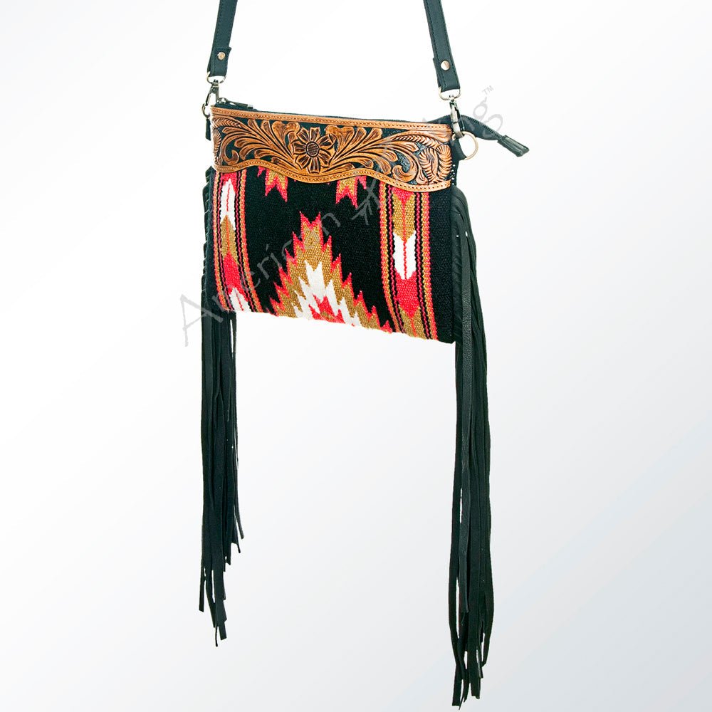 American Darling Crossbody Hand Tooled Saddle Blanket Genuine Leather