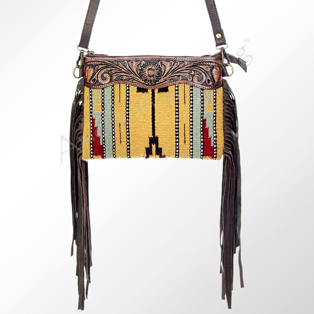 American Darling Crossbody Hand Tooled Saddle Blanket Genuine Leather