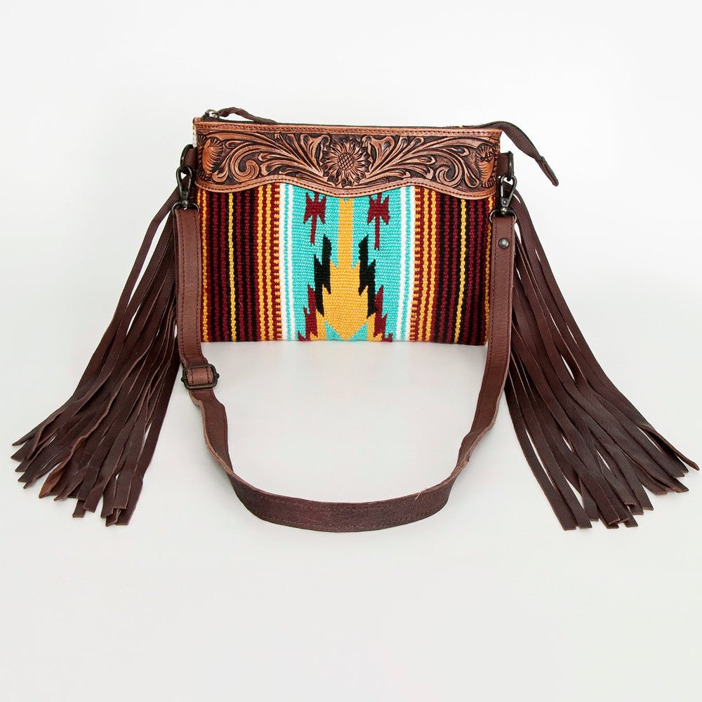 American Darling Crossbody Hand Tooled Saddle Blanket Genuine Leather