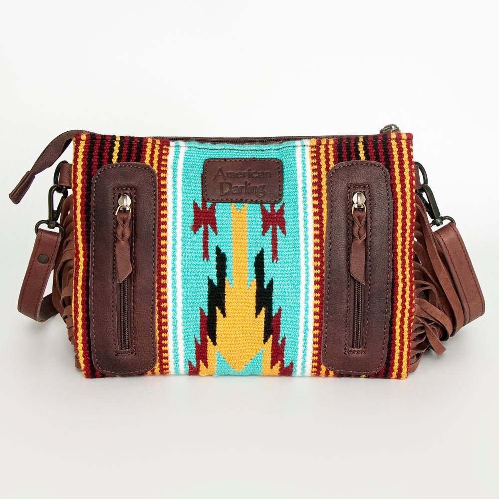 American Darling Crossbody Hand Tooled Saddle Blanket Genuine Leather