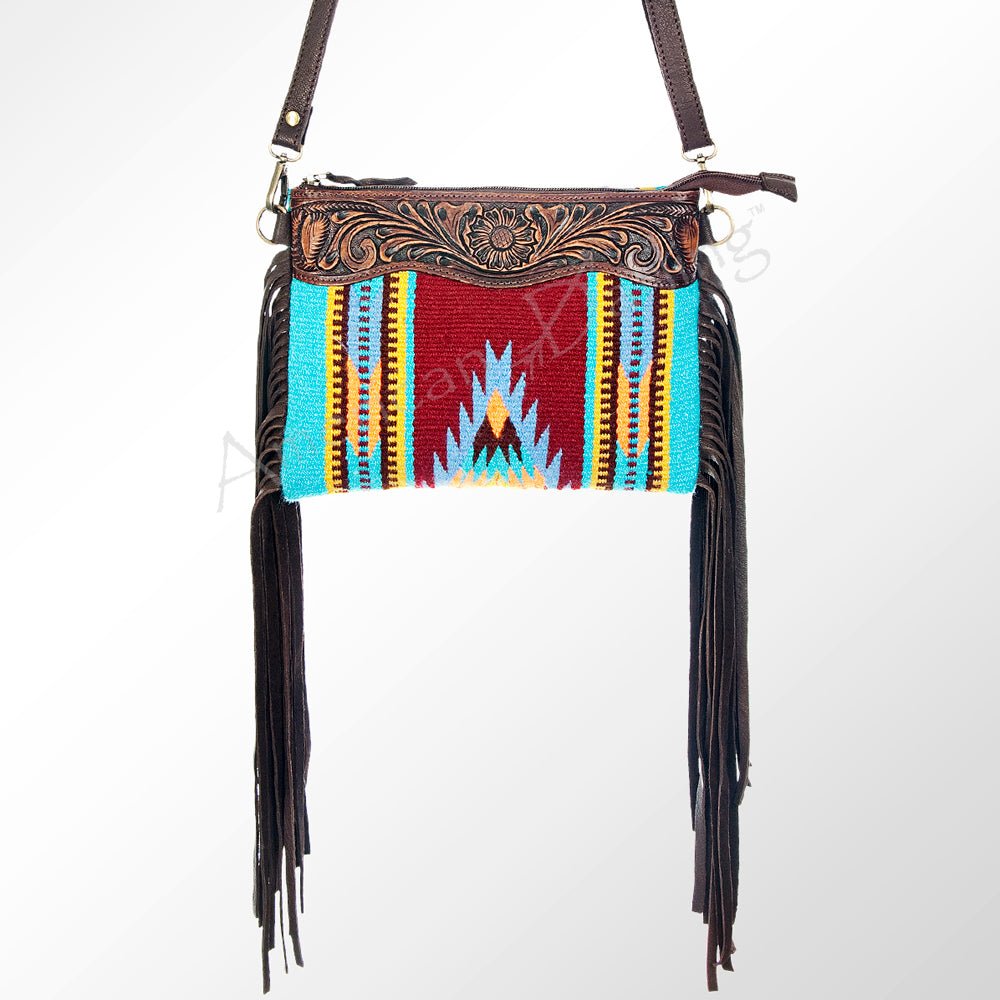 American Darling Crossbody Hand Tooled Saddle Blanket Genuine Leather