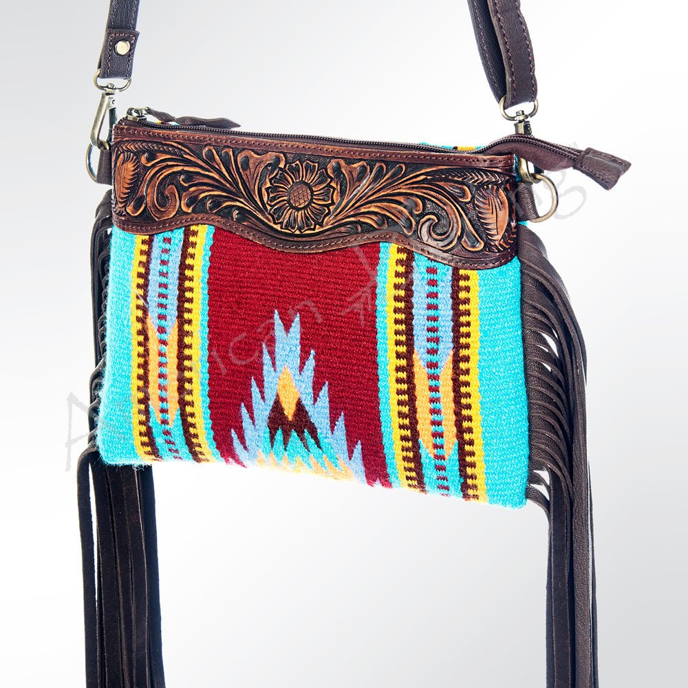 American Darling Crossbody Hand Tooled Saddle Blanket Genuine Leather