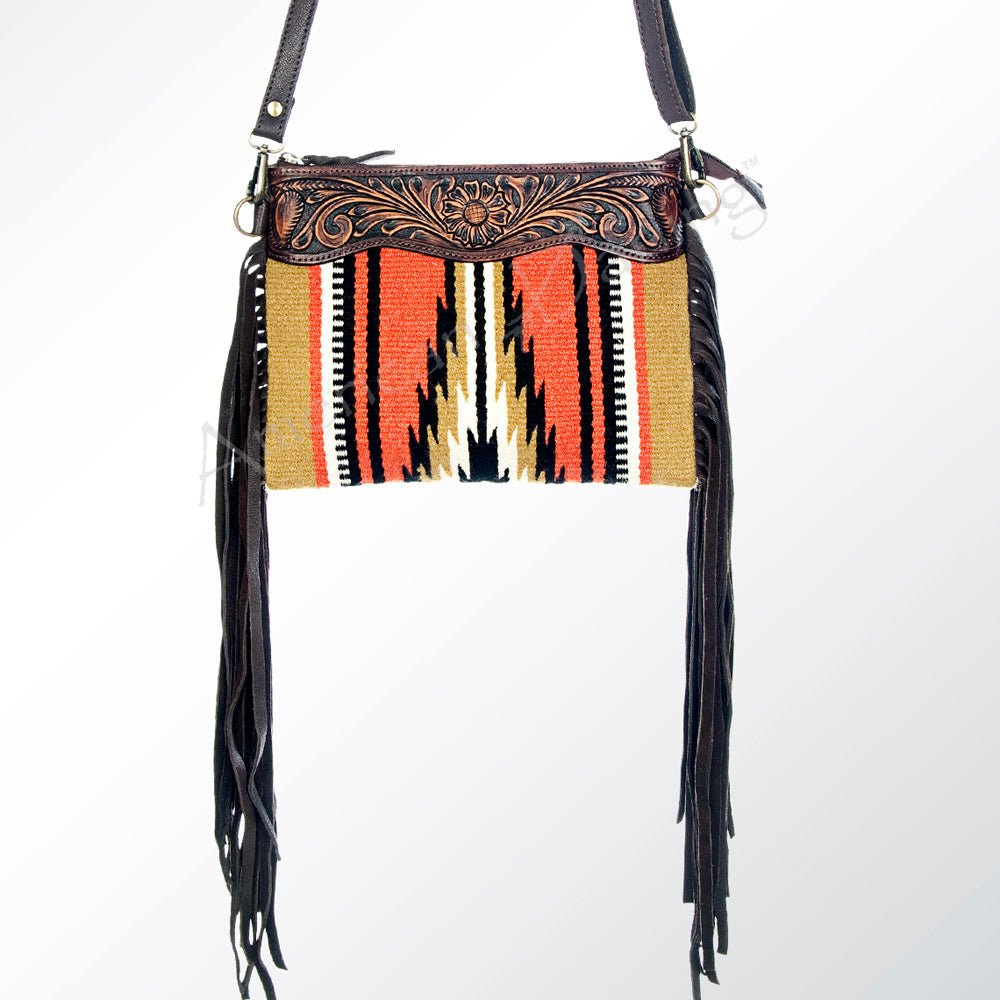 American Darling Crossbody Hand Tooled Saddle Blanket Genuine Leather