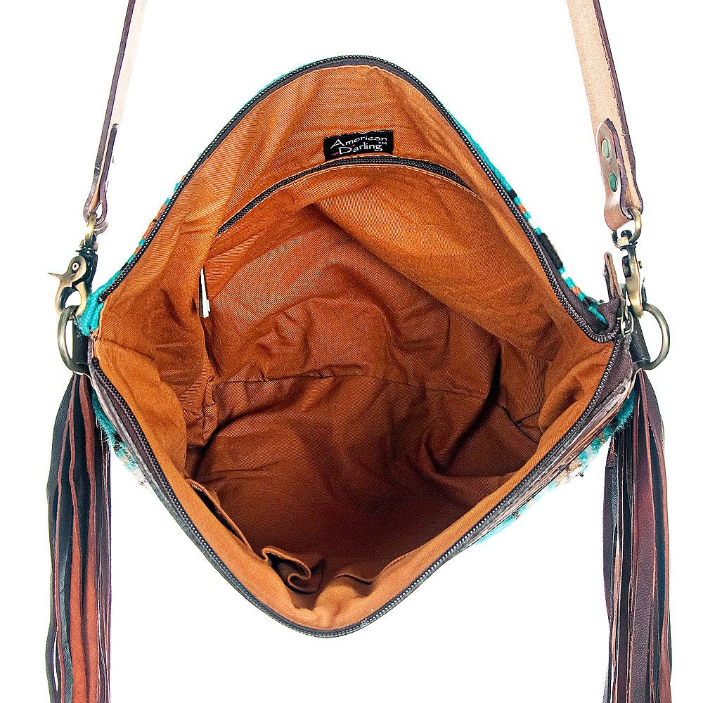 American Darling Signature Crossbody Hand Tooled Saddle Blanket Genuine Leather