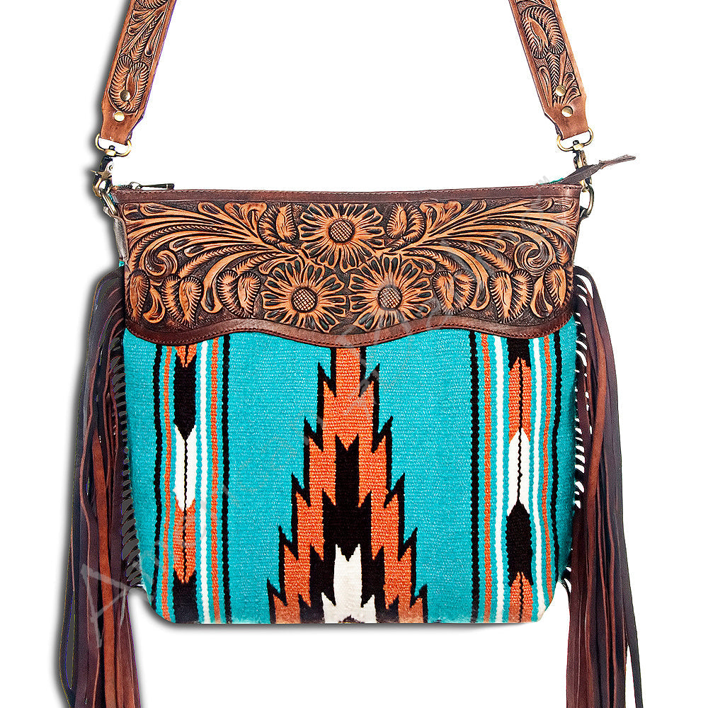 American Darling Signature Crossbody Hand Tooled Saddle Blanket Genuine Leather Western Women Bag Handbag Purse | for Cute