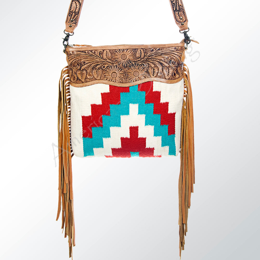American Darling Hand-Tooled Saddle Blanket Leather Crossbody Bag