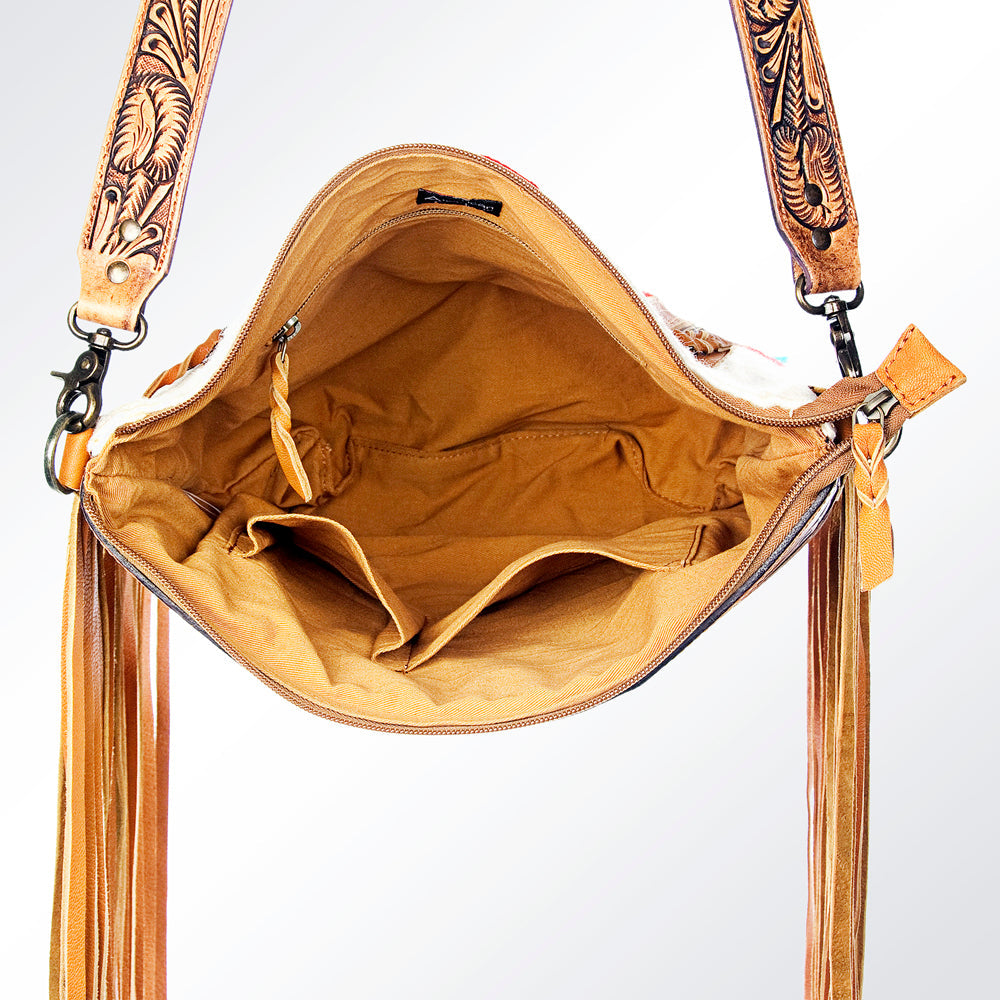 American Darling Hand-Tooled Saddle Blanket Leather Crossbody Bag