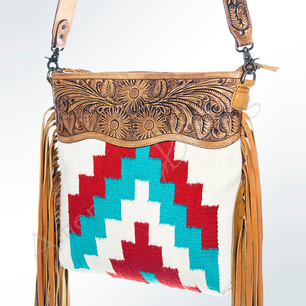 American Darling Hand-Tooled Saddle Blanket Leather Crossbody Bag