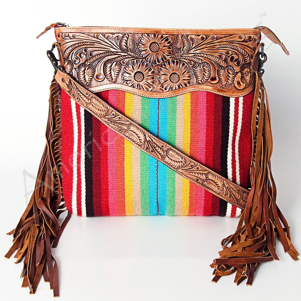 American Darling Hand-Tooled Saddle Blanket Genuine Leather Bag
